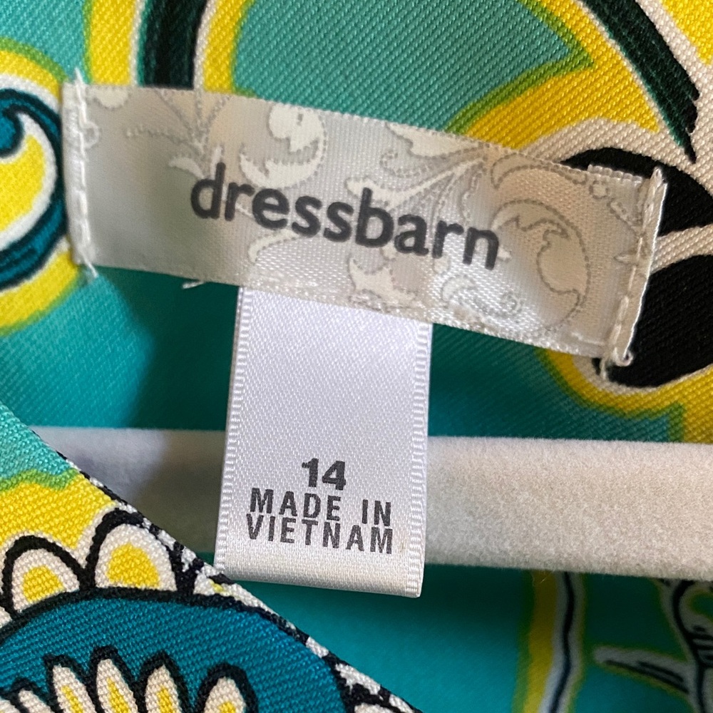 dressbarn Vibrant Teal and Yellow Paisley Midi Dress - Picture 2 of 8